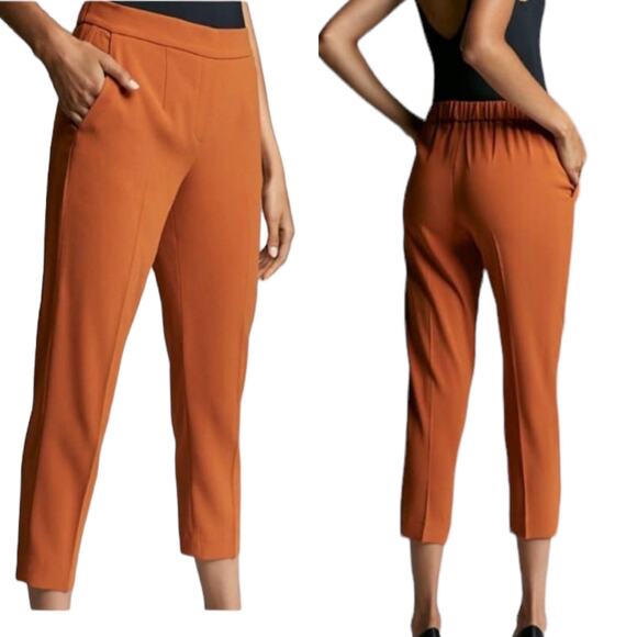 Aritzia Babaton NWT Cohen Mid Rise Slim Ankle Brown Paperbag Career Pants Size 8 - Picture 1 of 12